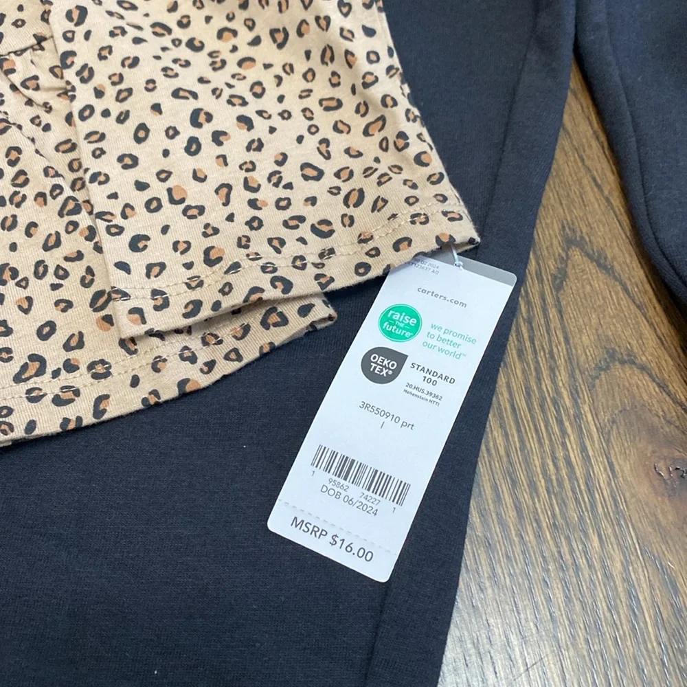 NWT Carter’s Leopard Peplum Top and Cozy Leggings 10